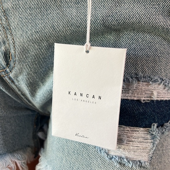 KANCAN crossover button , high rise jean shorts size xl - Picture 2 of 8